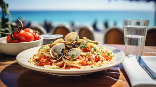 Dîner italien en bord de mer Délicieuse cuisine méditerranéenne