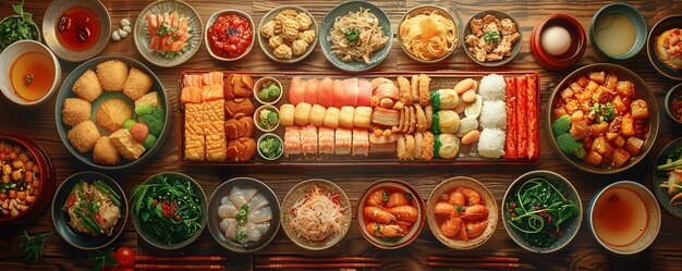 Un dîner de réunion de famille avec une table pleine de papier peint