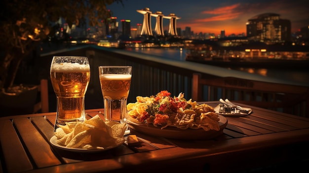 Dîner romantique au coucher du soleil avec vue sur le Marina Bay Sands à Singapour