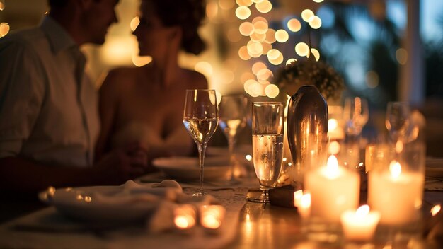 Un dîner romantique aux bougies Une fête captivante de l'amour