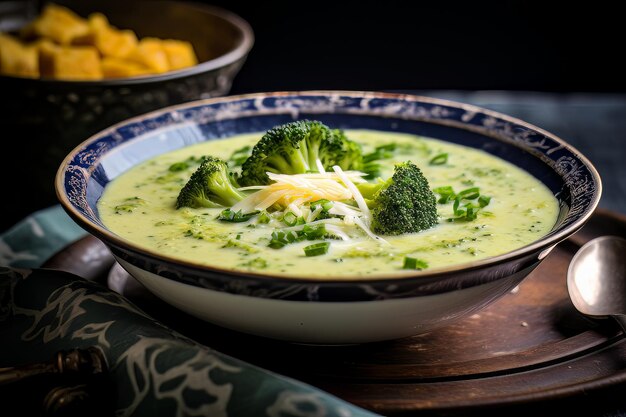 Dîner de soupe au brocoli et au cheddar Recette Nourriture Photo