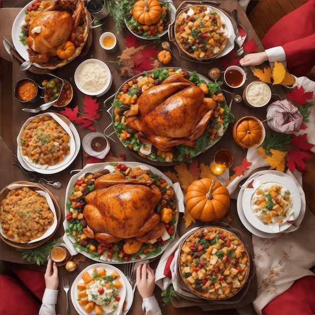 Dîner de Thanksgiving généré par ai