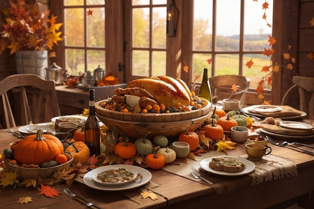 Photo le dîner de thanksgiving illustration