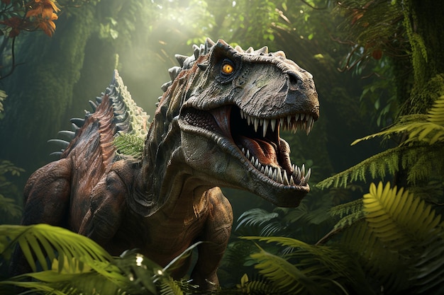 Dinosaure antique dans la jungle modèle 3D
