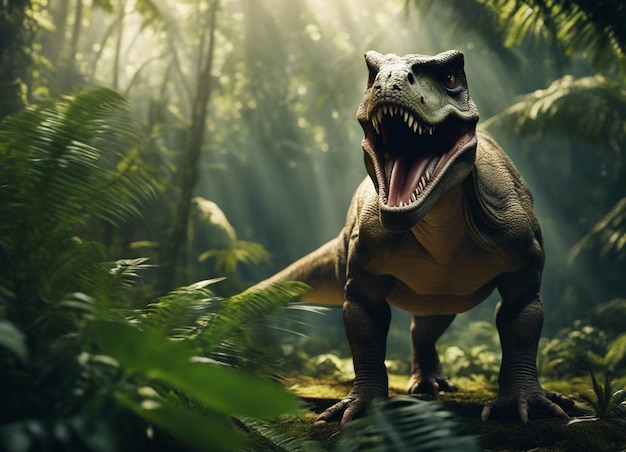 Photo un dinosaure dans la jungle