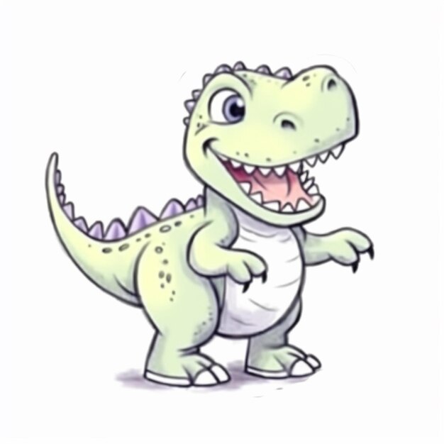 Dinosaure de dessin animé avec un grand sourire et un visage à pleines dents ai génératif
