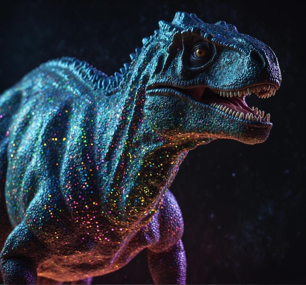 Photo un dinosaure avec un fond coloré avec le mot dinosaure dessus