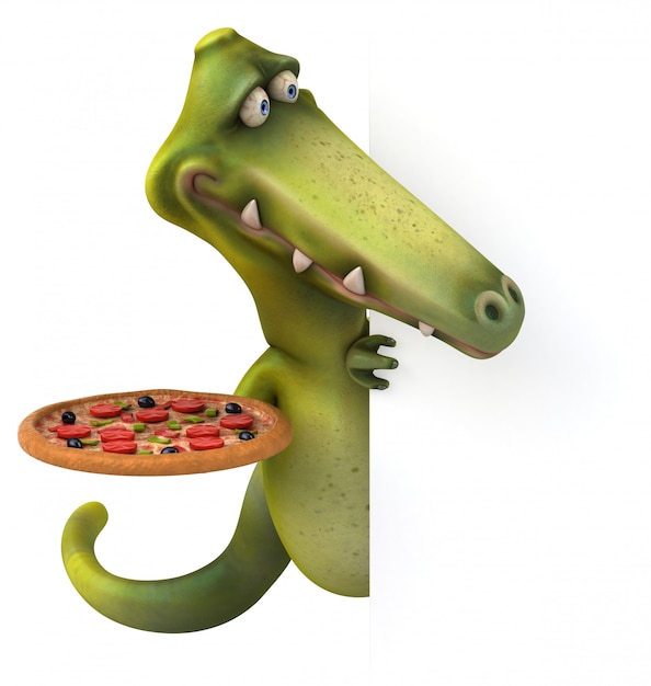 Dinosaure avec pizza - personnage 3D