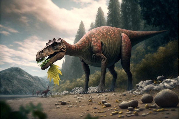 Un dinosaure avec une plume dans la gueule
