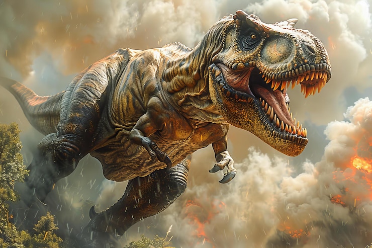Photo un dinosaure avec une tête de dinosaure en arrière-plan