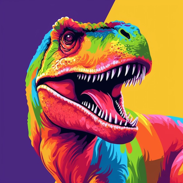 Photo dinosaure trex coloré dans un style pop art