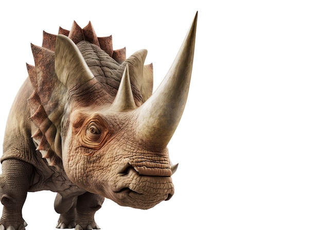 Photo un dinosaure tricératops avec un fond blanc