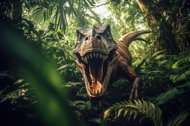 Un dinosaure Tyrannosaurus rex dans la jungle Le tyrannosaurus Rex Génératif Ai