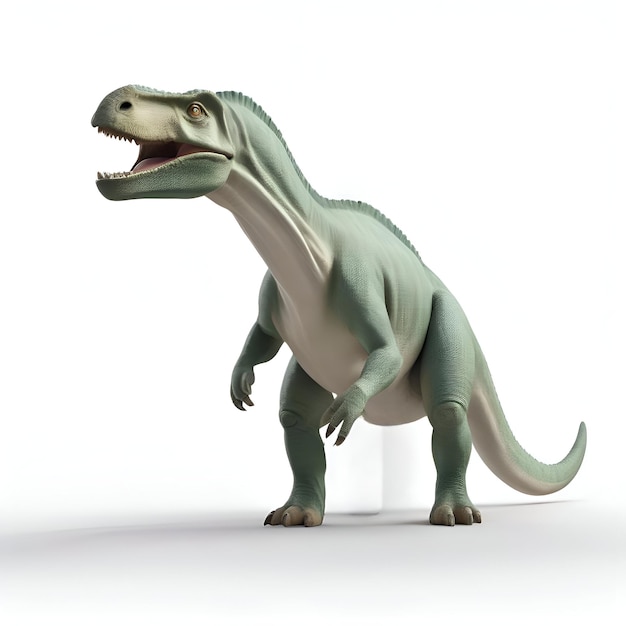 Le dinosaure vert est rendu en 3D.