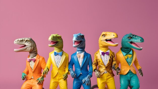 Dinosaures jouets professionnels en costumes et cravates, image de stock parfaite pour les entreprises et