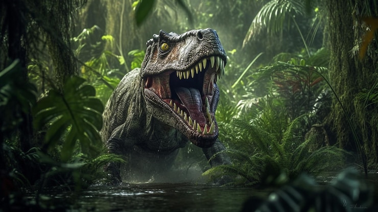 Photo les dinosaures sont dans la jungle.