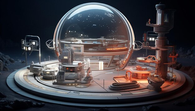 un diorama futuriste de l'ère spatiale de haute technologie