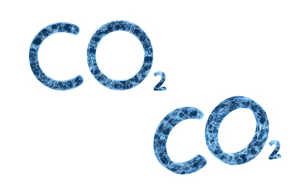 Photo le dioxyde de carbone et les lignes bleues lumineuses rendu en 3d