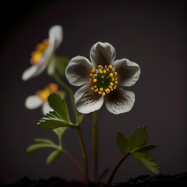 Diphylleia grayi fleur sur fond noir