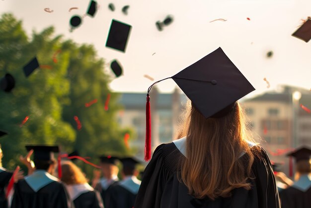 diplômé sur un fond flou IA générative