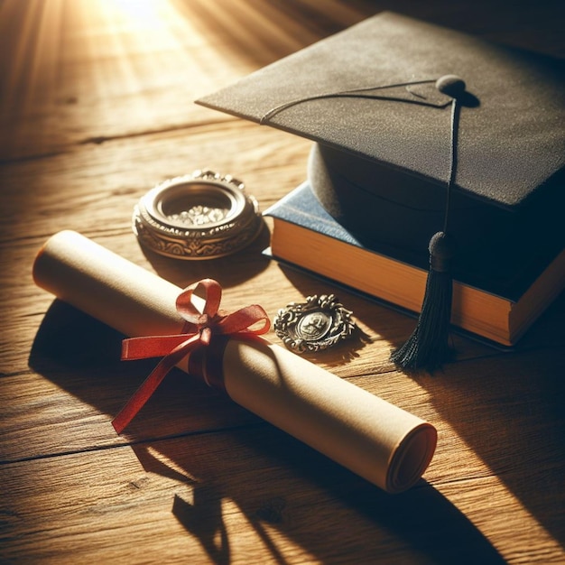 Diplôme et photo réaliste de la casquette