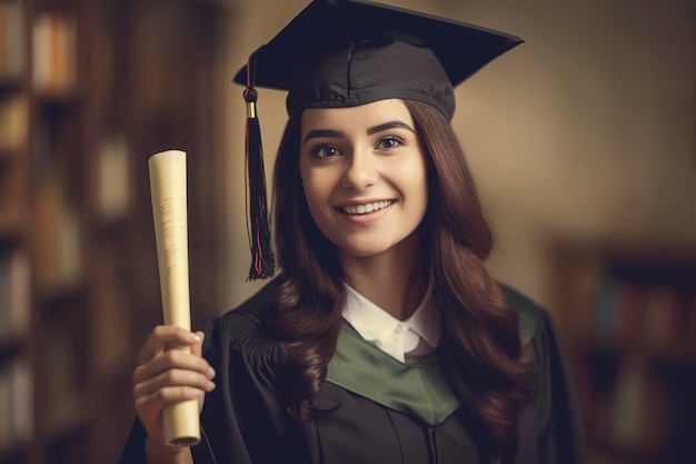 Diplômé ravi portant une casquette et titulaire d'un diplôme avec le sourire AI générative