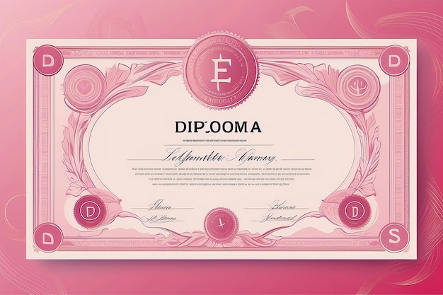Photo diplôme rose avec fond linéaire illustration vectorielle monnaie conception du motif