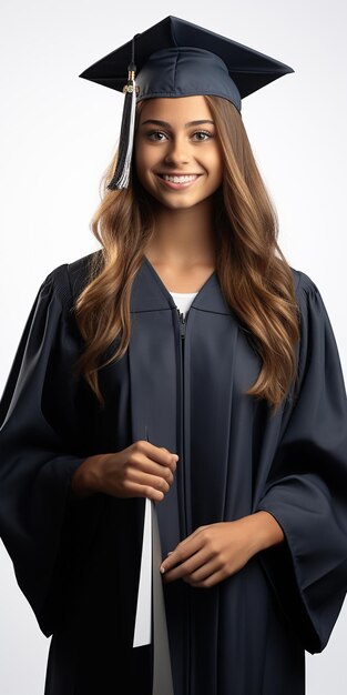 Photo une diplômée avec un diplôme