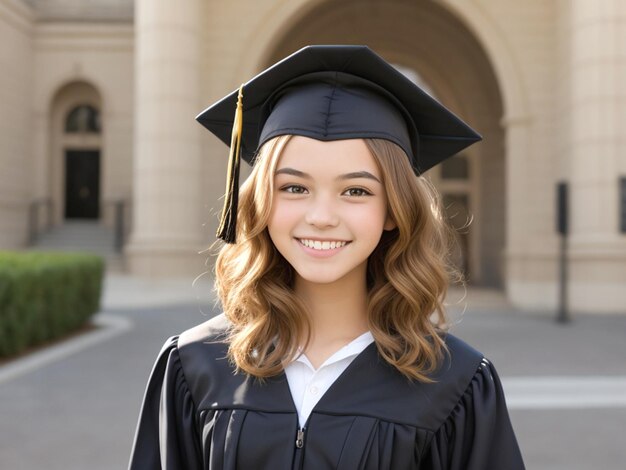 Une diplômée portant un chapeau de mortier