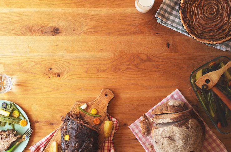 Photo directement au-dessus de la nourriture sur la table