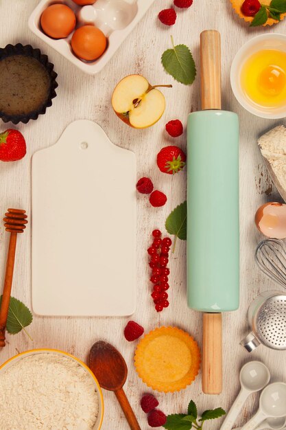 Photo directement au-dessus de la prise de vue des fruits sur la table