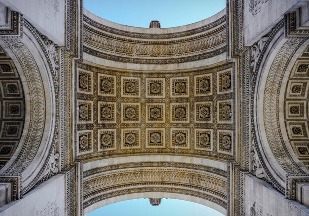 Photo directement en dessous du plan de l'arc contre le ciel