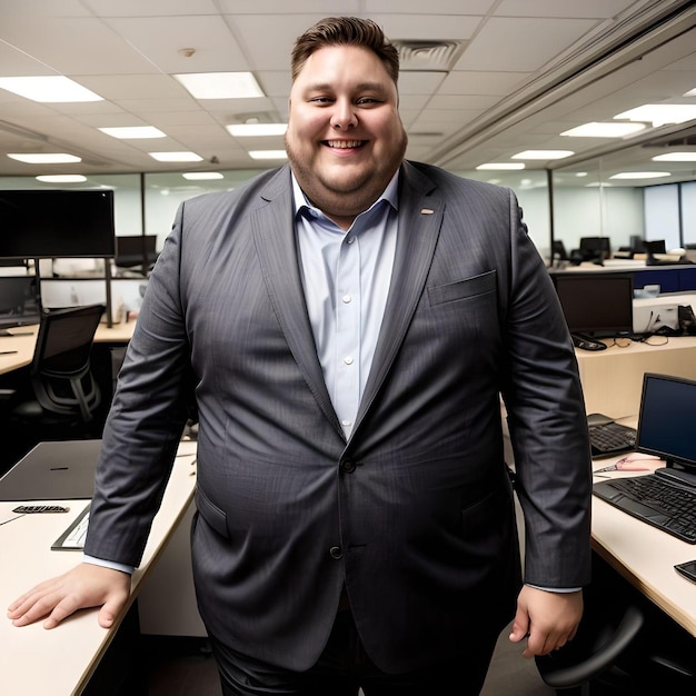 Directeur général de taille plus 3D souriant regardant le concept de caméra