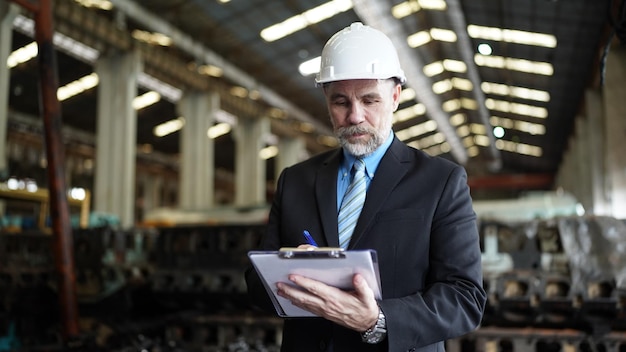 Directeur d'usine ou homme d'affaires inspectant l'usine dans l'usine industrielleFactory indusrty Business