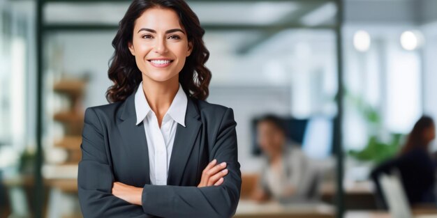 Un dirigeant d'entreprise dépeint la confiance avec les bras croisés.