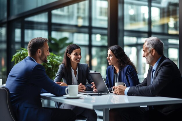 des dirigeants d'entreprise en conversation autour d'une table