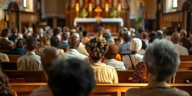 Photo diriger un service religieux multiculturel qui accueille la diversité dans une congrégation d'église concept diversité religieuse leadership multiculturel congrégation d'église qui accueille les différences