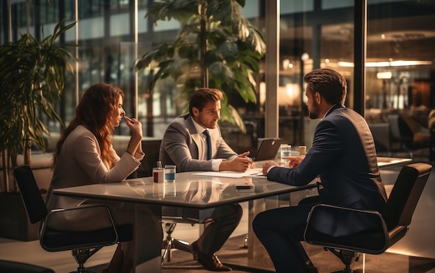 Discussion d'homme d'affaires dans une salle de réunion Generative AI