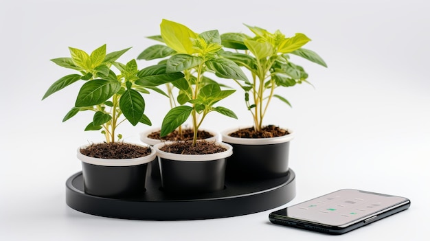 Dispositif de surveillance intelligente des plantes sur fond blanc