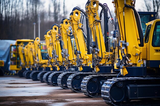 Une disposition belle et uniforme des lourdes machines de forage