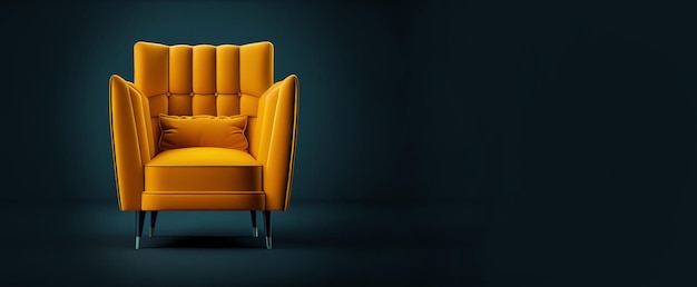 Disposition panoramique du fauteuil de luxe en velours jaune Generative Ai