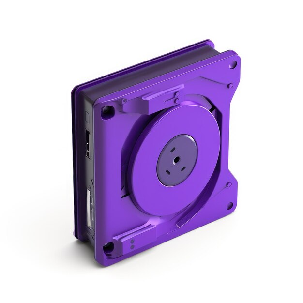 Photo un disque dur violet avec un couvercle en plastique noir.