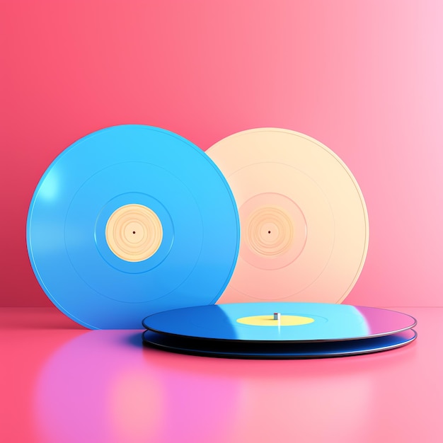 un disque de vinyle bleu et rose