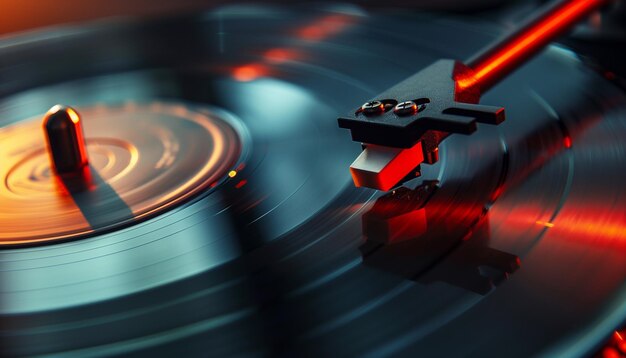 Disque vinyle dans le lecteur