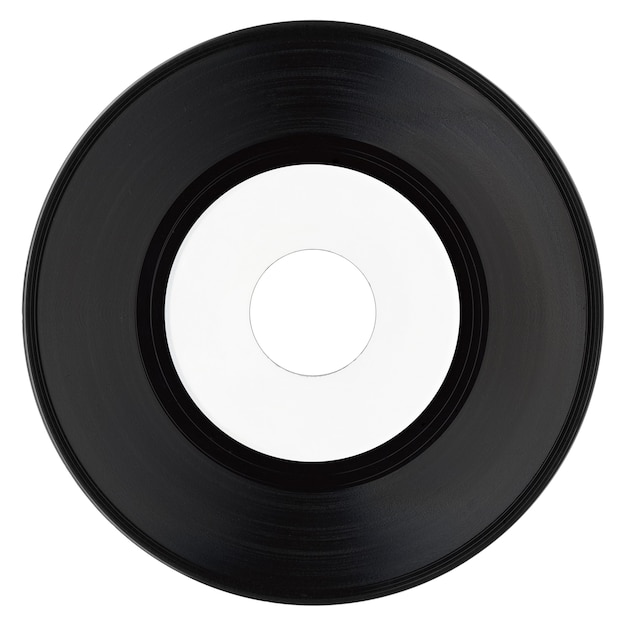 Disque vinyle avec étiquette blanche