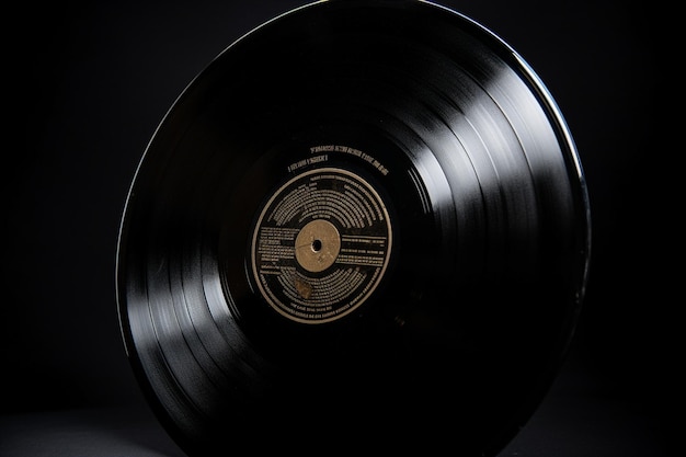 Un disque vinyle noir avec une étiquette dorée qui dit "le son de la musique" dessus.