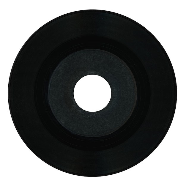 Disque Vinyle Noir Avec étiquette Vierge Isolated Over White