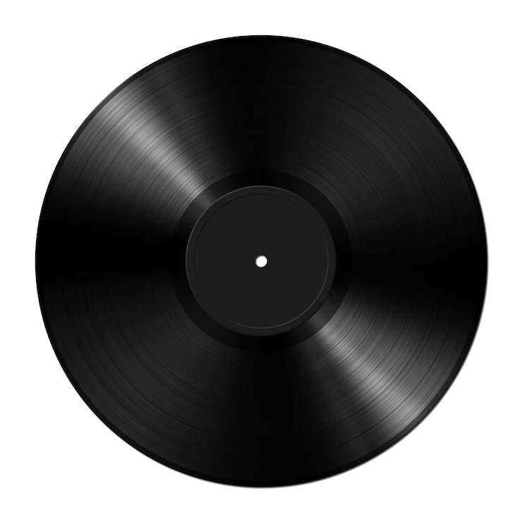 Photo disque vinyle noir isolé sur fond blanc