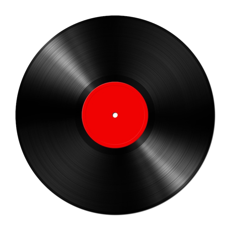 Photo disque vinyle rouge isolé sur fond blanc