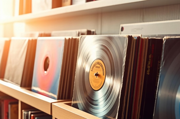 Disques vinyles en boîte à vendre Generative AI